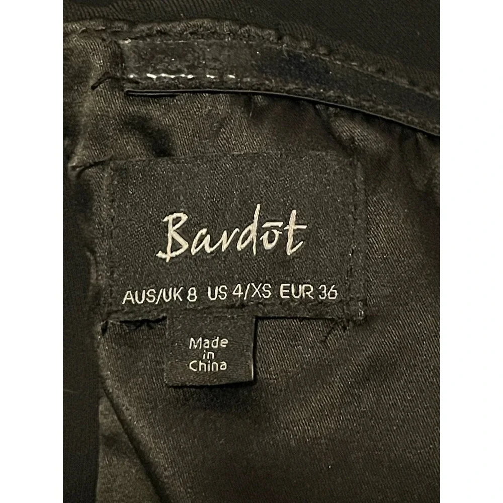 Bardot Arabella Bodycon Flounce Sleeve Black Dress US 4 Cocktail Wedding Party - Picture 7 of 10